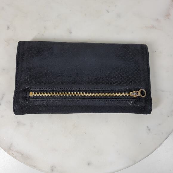 See By Chloe Checkbook Wallet 7.25" Black Soft Embossed Leather Bi-Fold Clutch - Picture 9 of 16